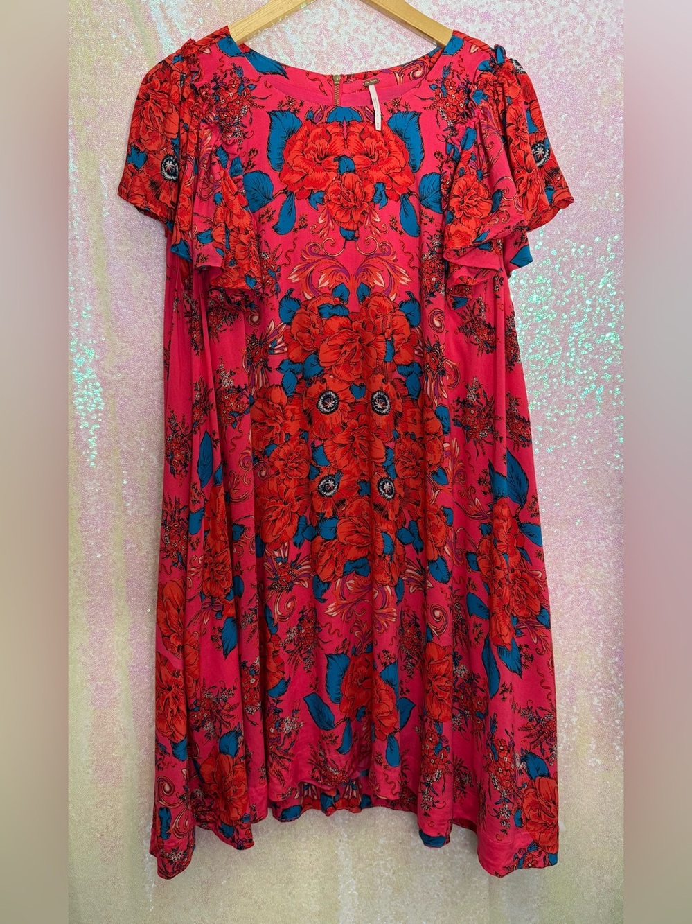 Free People women’s red and blue poppy sundress - size M